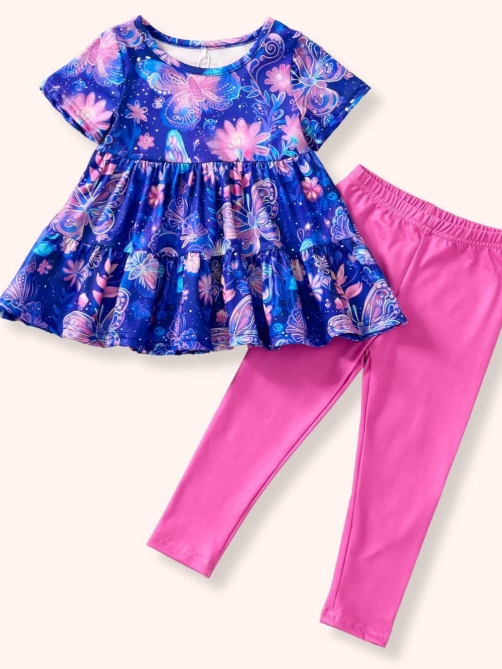 Girls' Blue & Pink Butterfly Floral Matching Set
